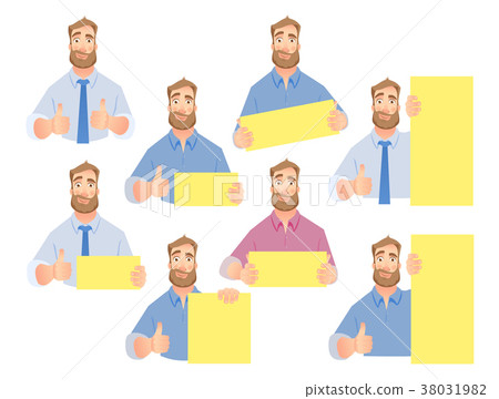 Businessman holding blank sign - set 38031982