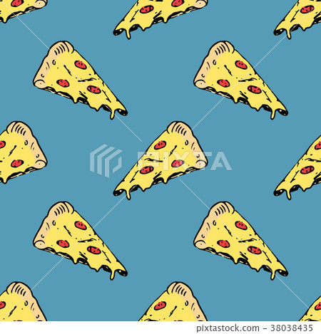 Pizza seamless pattern hand drawn sketch. Vector  38038435