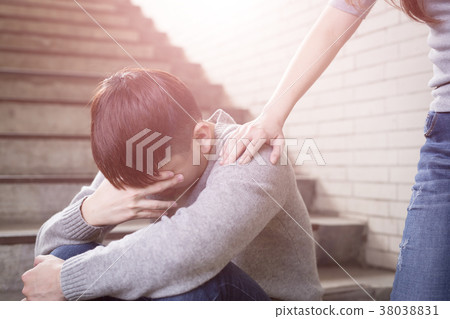 depressed man sit in underground 38038831