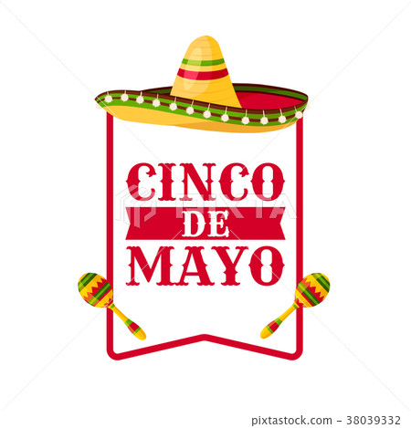 Cinco de Mayo greeting card with mexican sombrero Cinco de Mayo greeting card with mexican sombrero 38039332