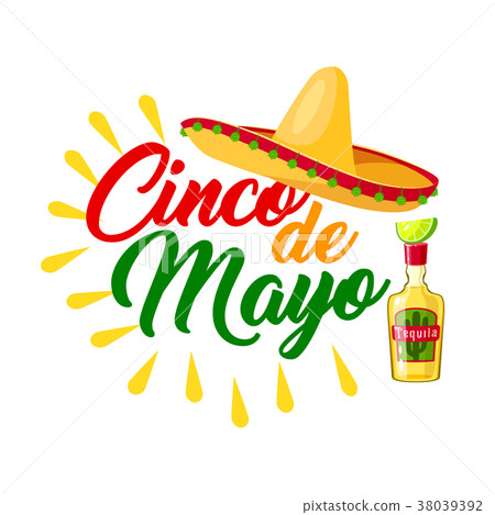 Cinco de Mayo mexican holiday icon with sombrero 38039392