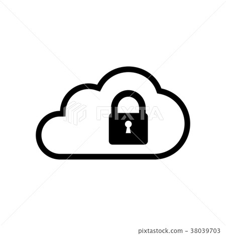 Cloud security icon on white. Cloud lock design. - Stock Illustration ...