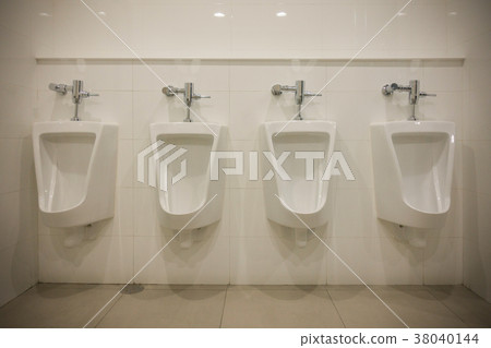 Row of outdoor urinals men public toilet room Row of outdoor urinals men public toilet room 38040144