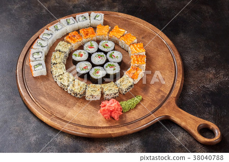 Big set of japanese food sushi maki rolls 38040788
