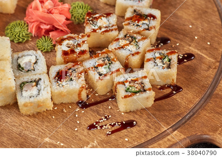 Big set of japanese food sushi maki rolls 38040790