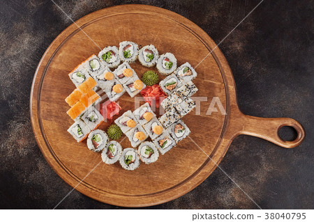 Big set of japanese food sushi maki rolls Big set of japanese food sushi maki rolls 38040795