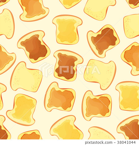 bread slice toast with jam - seamless pattern 38041044