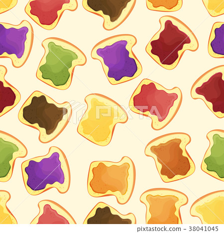 bread slice toast with jam - seamless pattern 38041045