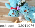 Wedding Teddy Bears and Pink Bouquet. Love Concept 38041076
