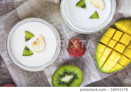 Yogurt with tropical fruits Yogurt with tropical fruits 38041579
