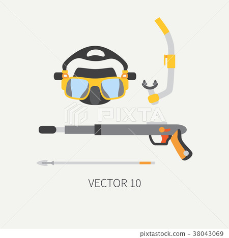 Plain flat color vector diver underwater equipment 38043069