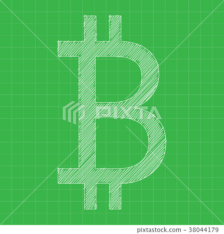 Bitcoin icon grey color. Blueprint background. - Stock Illustration ...