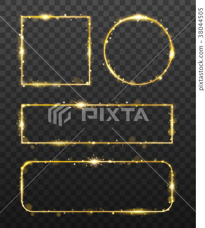 Golden glowing frames with shiny gold sparks 38044505