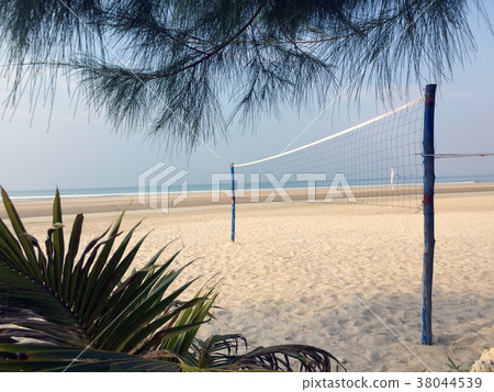 net for beach volleyball on an empty beach net for beach volleyball on an empty beach 38044539