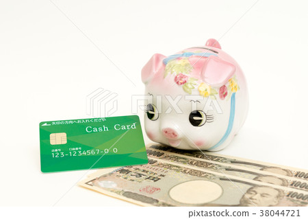 存錢罐圖像(現金卡,現金,儲蓄盒) 存錢罐圖像(現金卡,現金,儲蓄盒) 38044721