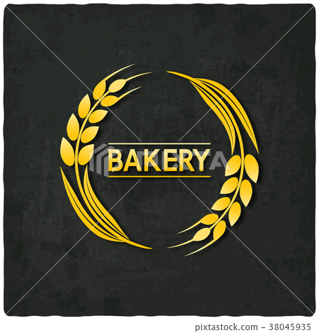 golden wheat bakery symbol black background 38045935