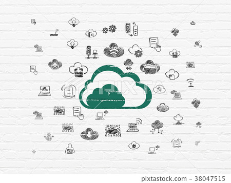 Cloud networking concept: Cloud on wall background 38047515