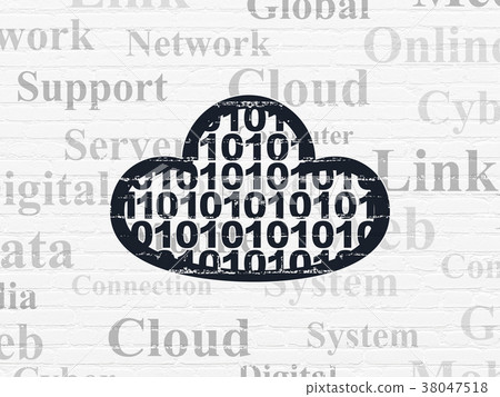 Cloud networking concept: Cloud With Code on wall Cloud networking concept: Cloud With Code on wall 38047518