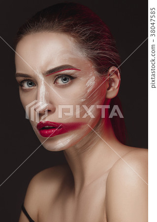 Fashion Model Girl with colored face painted 38047585