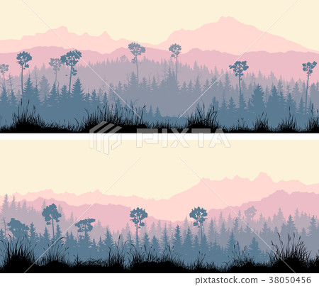 Horizontal wide banners of coniferous wood. 38050456