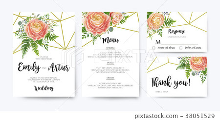 Wedding Invitation, floral invite card Design 38051529