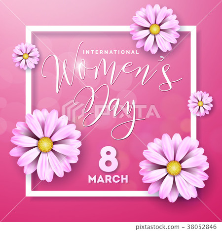 圖庫插圖: happy womens day floral greeting card design