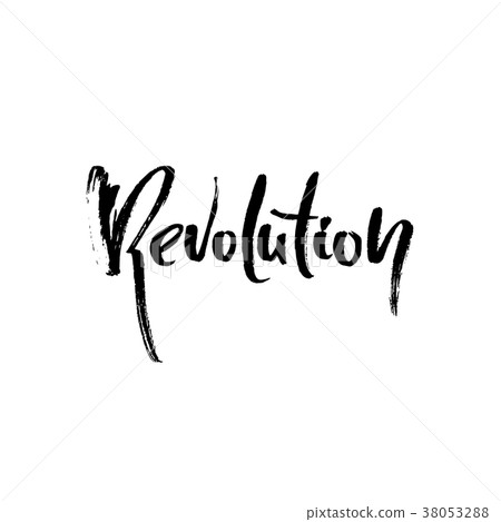 Revolution. Modern dry brush lettering. Typography Revolution. Modern dry brush lettering. Typography 38053288