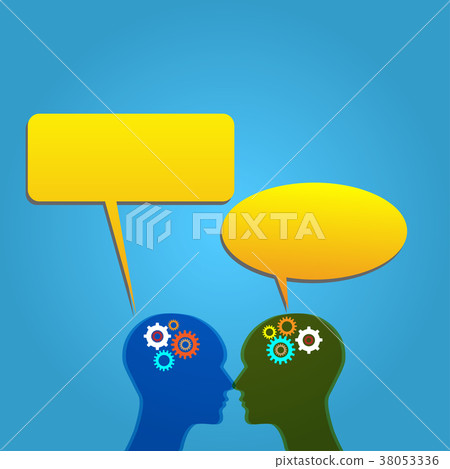 Vector of stickers of speech bubbles with head - Stock Illustration ...