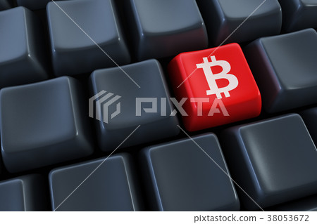 Computer keyboard with bitcoin buttons 38053672