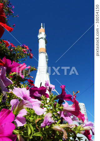 space rocket in the Samara, View across flowerbed space rocket in the Samara, View across flowerbed 38054150