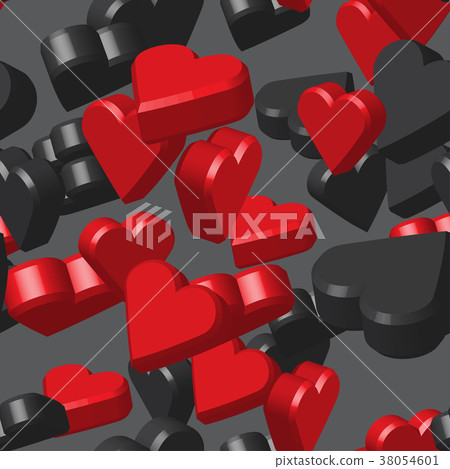 Red Black Hearts Seamless Pattern - Stock Illustration [38054601] - PIXTA