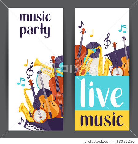 Jazz party live music banners with musical 38055256