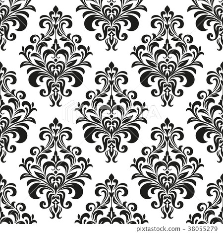 Floral pattern. Wallpaper baroque, damask.  38055279