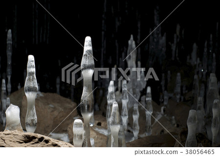 ice stalks-stalagmites on the floor of the cave ice stalks-stalagmites on the floor of the cave 38056465