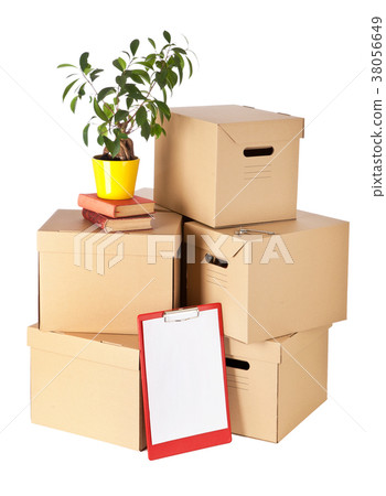 Cardboard boxes on white background Cardboard boxes on white background 38056649