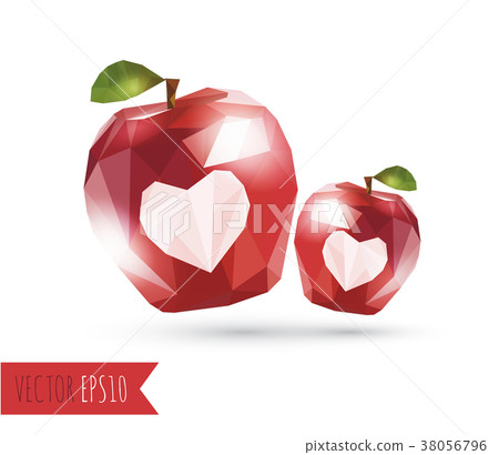 vector red apple with carved heart 38056796