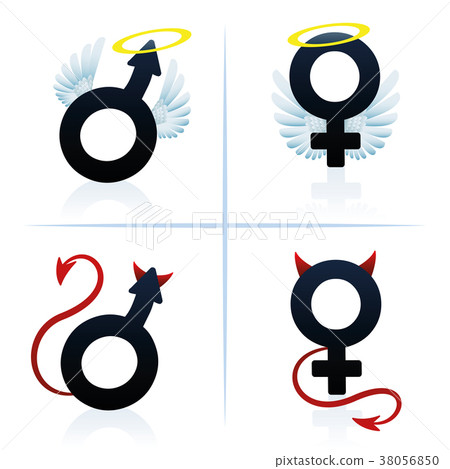 Good And Evil Man Woman Boy Girl Symbols 38056850