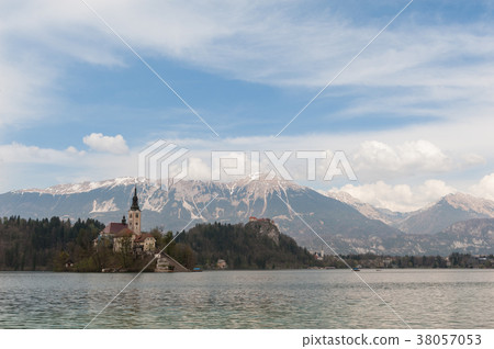 View On Bled Lake, Island, Church And Castle 38057053