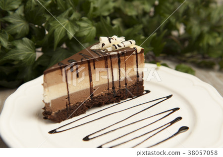 Slice of sweet homemade chocolate cake 38057058