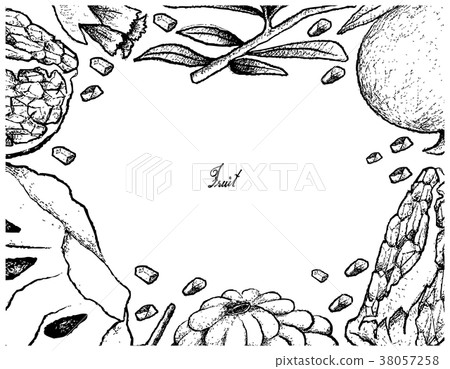 Frame of Ripe Custard Apple and Pomegranate Frame of Ripe Custard Apple and Pomegranate 38057258