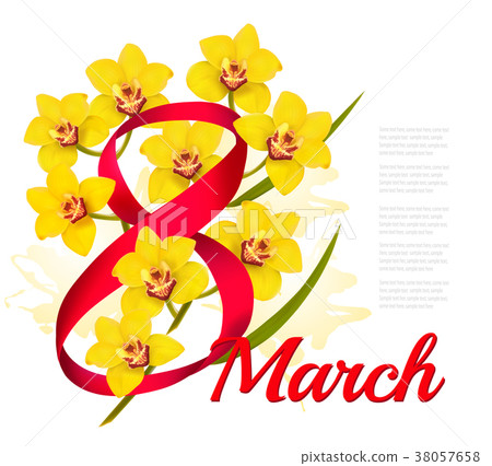 8th March illustration. Holiday yellow flowers 8th March illustration. Holiday yellow flowers 38057658