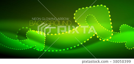 Neon techno arrow, digital abstract background 38058399