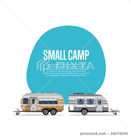 Small camp poster with travel trailers 38059040