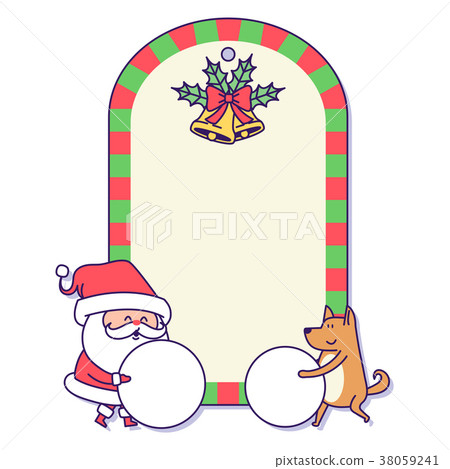 Christmas banner illustration. Vector banners with Santa Claus and gold puppy isolated on white. 012 38059241