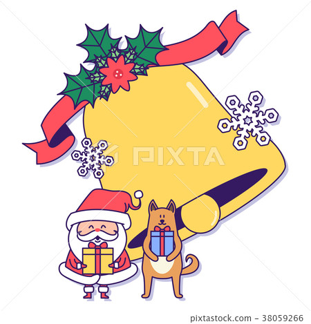 Christmas banner illustration. Vector banners with Santa Claus and gold puppy isolated on white. 033 Christmas banner illustration. Vector banners with Santa Claus and gold puppy isolated on white. 033 38059266