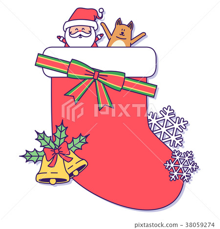 Christmas banner illustration. Vector banners with Santa Claus and gold puppy isolated on white. 008 38059274