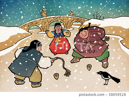 Vector illustration- children play traditional Korean games. vintage concept illustration. 001 Vector illustration- children play traditional Korean games. vintage concept illustration. 001 38059528