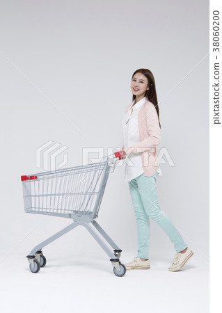 Everyday life of beautiful young woman, shopping, working concept photo in studio shot white background. 081 38060200