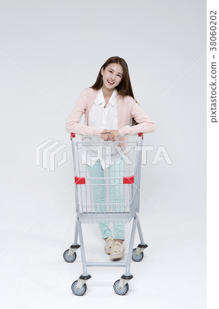 Everyday life of beautiful young woman, shopping, working concept photo in studio shot white background. 078 38060202