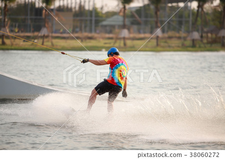 Surfing at the water sports arena. 38060272
